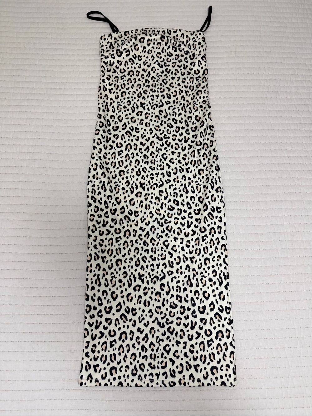Leopard Print Midi Slip Dress in Black and White